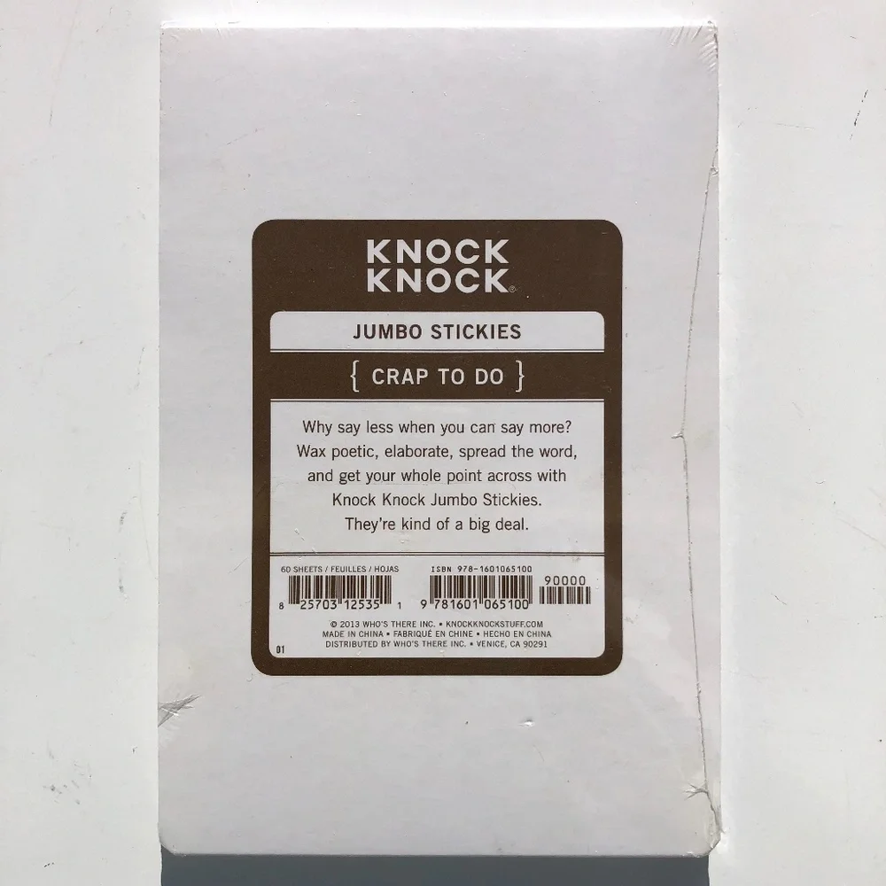 Knock Knock Crap to Do Jumbo Stickies Large Sticky Notes To Do List Lined Notes